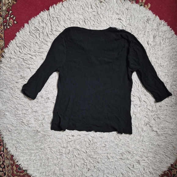 Vintage Blouse Top Cathy Daniels Black Size XL Extra Large Boho Bohemian Indie ✨ - Picture 7 of 7